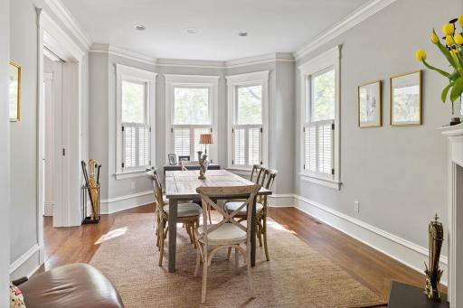 View to front of home with gorgeous windows and millwork.