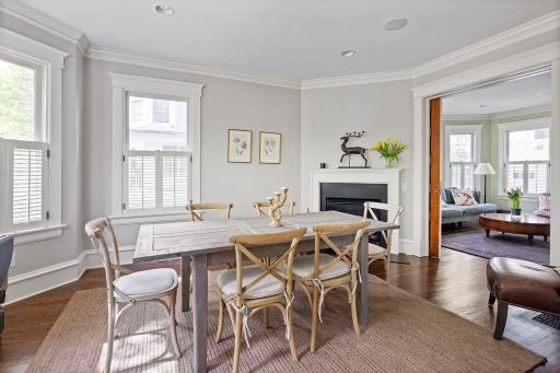 Light filled, high ceilings and has pocket doors.