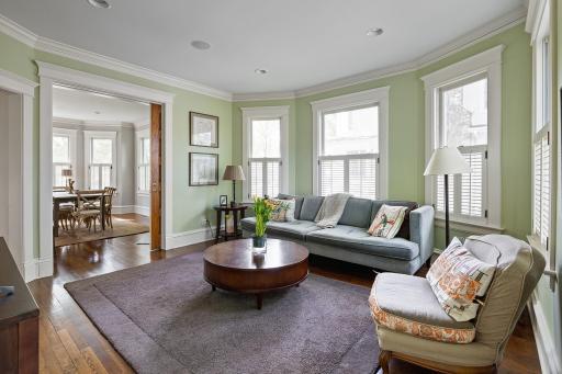 Family room to Dining room showing pocket doors.