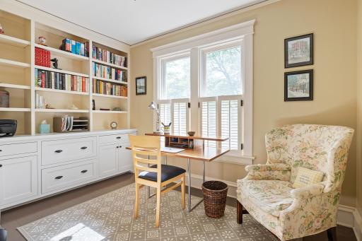 3rd bedroom on second level is a perfect office space with built in storage. .