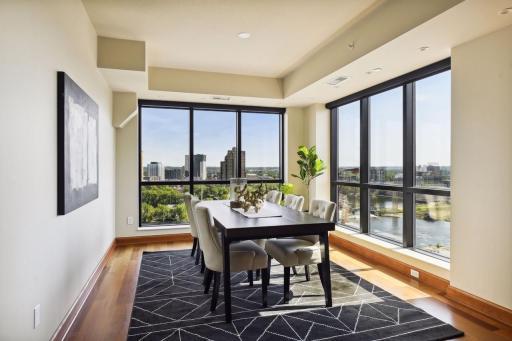 Formal dining space with windows on two sides....a real elegant way to entertain
