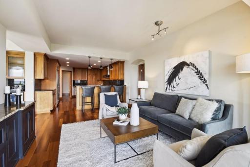 Great connection between family room and kitchen