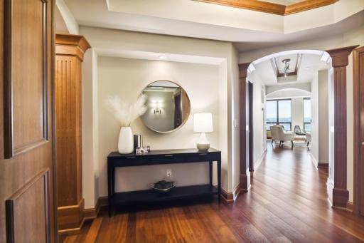 Welcome to #1502. Entry through double doors offers a private location for a powder room separate from the public spaces