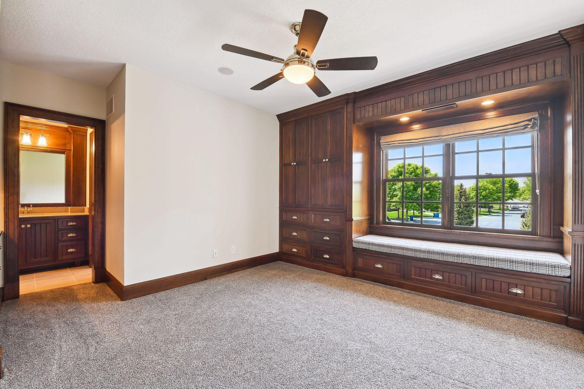 The third Junior Suite offers a built-in window bench and wardrobe along with a built-in homework desk.