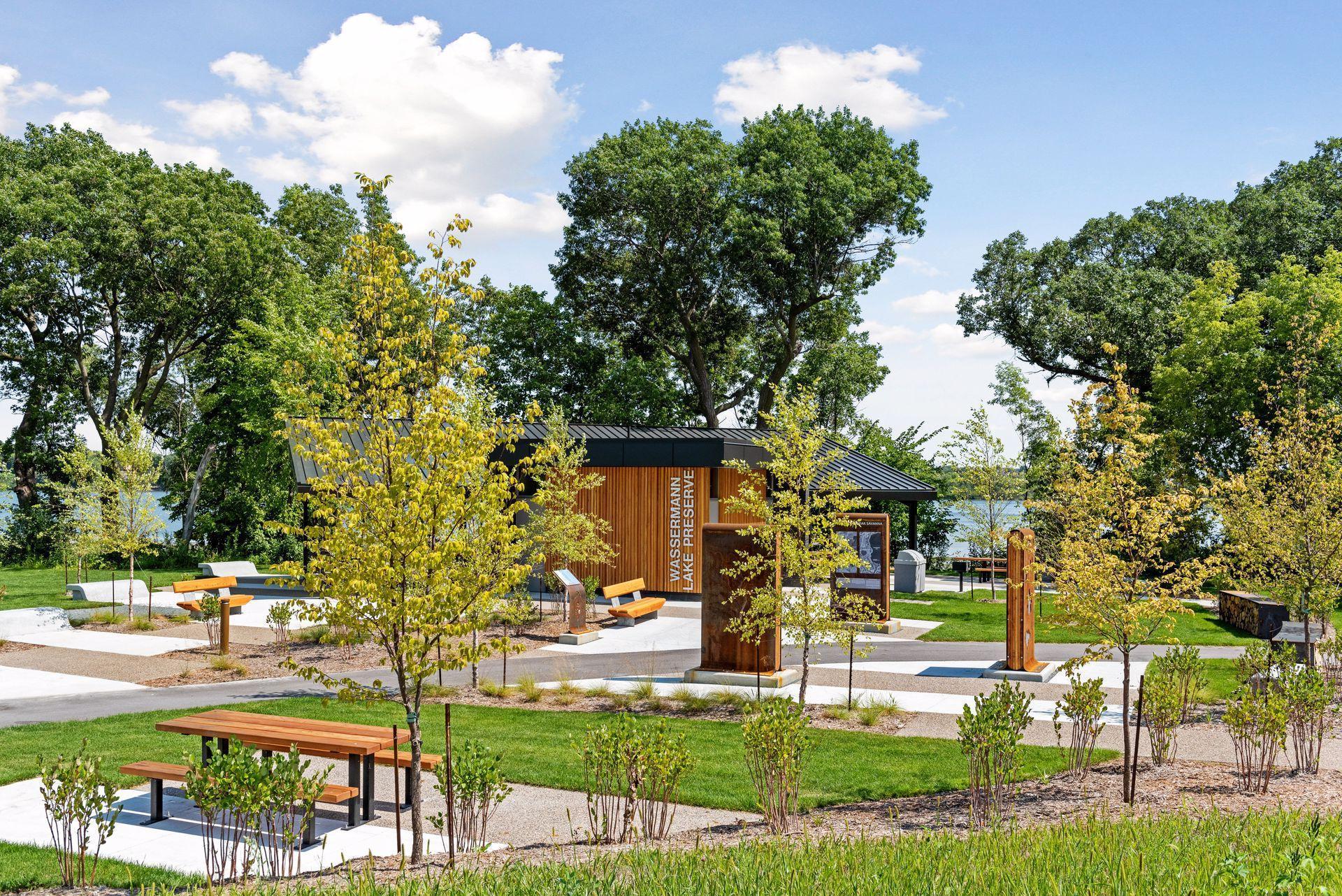 The 10-acre park offers spaces for public gatherings and activities, as well as prairie paths, a boardwalk and picnic shelter.