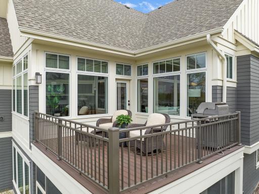 Large no-maintenance deck with direct gas to gas grill. The deck was designed so the gas grill would not block the view of the lake.