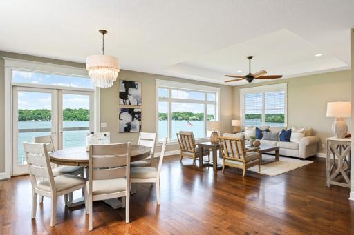 Breathtaking, panoramic, non-obstructive views of Lake Minnetonka can be seen in the kitchen, dining and great rooms.
