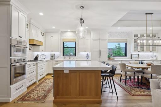 Large kitchen island and plentiful storage.