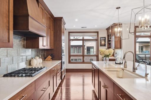 Other kitchen features include a gas cooktop, wall oven and micro, plus new light fixtures