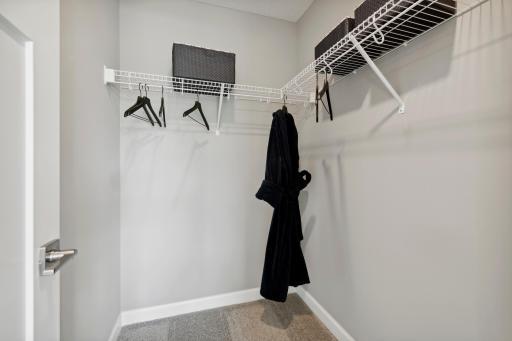 Another walk in closet! *Please note, photos are not of actual home, but of a similar model. Colors and features will vary in actual home.