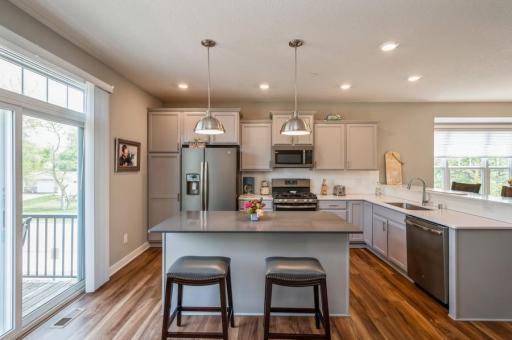 Quartz countertops, stainless steel appliances, soft close drawers and a gas stove await your cooking adventures. Which favorite recipe will you prepare first?