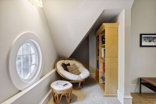 The flexible sitting room could easily be used as a playroom or study area.