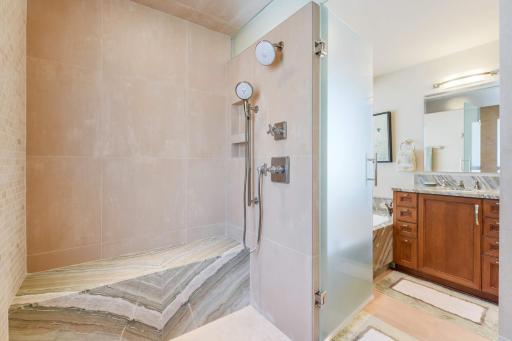 Primary Bathroom steam shower-there is another shower area where camera is