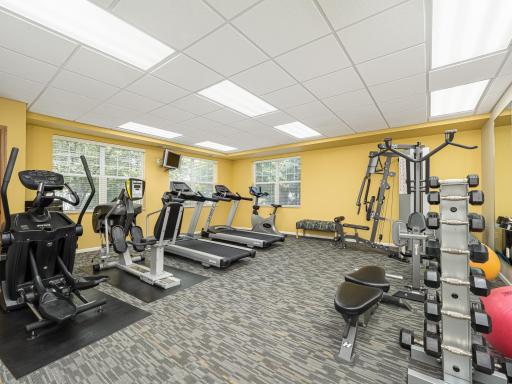Exercise room has everything you need to get a good work out.