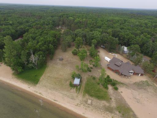 Aerial of lakeshore and build site for your new home