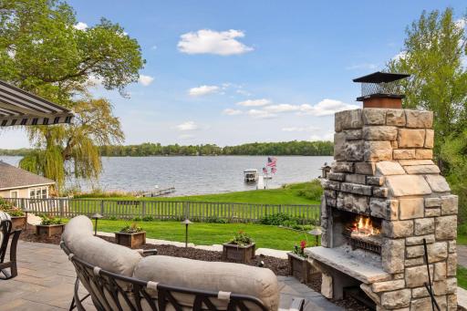 Enjoy your evenings by the fire, watching the boats go by!