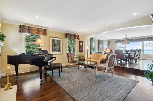 Set to the left of the foyer are the formal areas of the home.