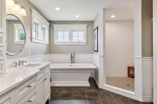 Master bath with separate tub and shower.
