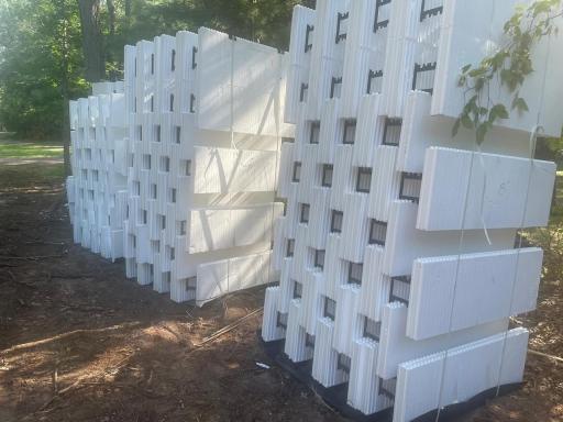 ICF - Insulated Concrete Forms - on site for foundation