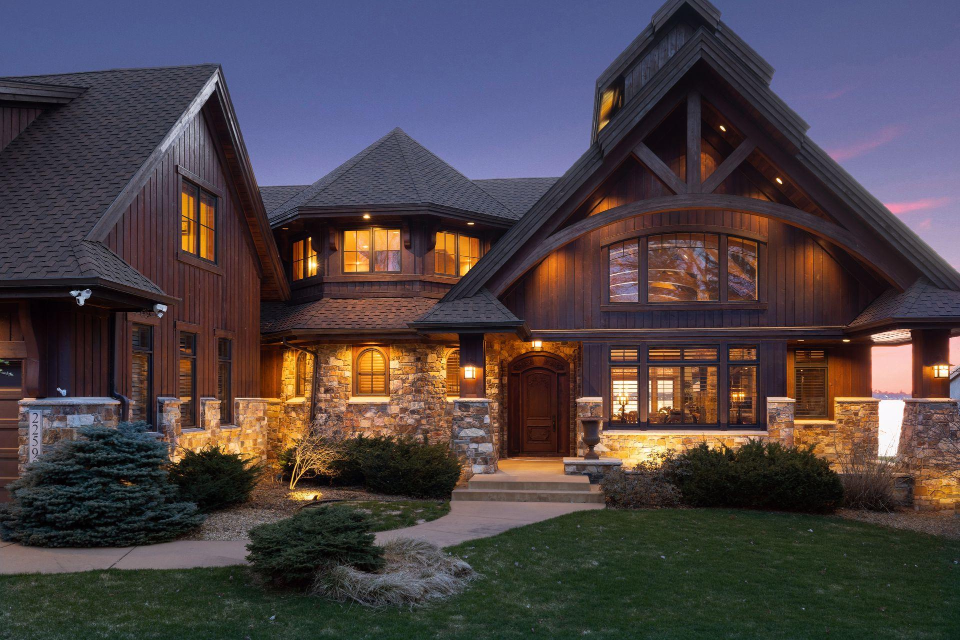 Gorgeous stone is implemented in the design and the highly customized foot print is evident as you walk up to the entry.