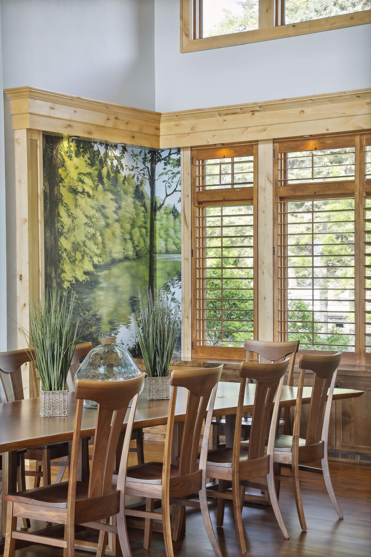 Custom hand painted murals throughout the home