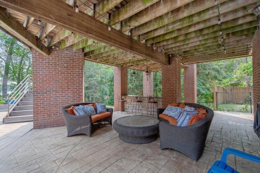 Covered patio and a table top bar for entertaining.