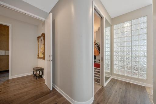 Entrance to the Owner's suite with the bathroom and walk in closet.