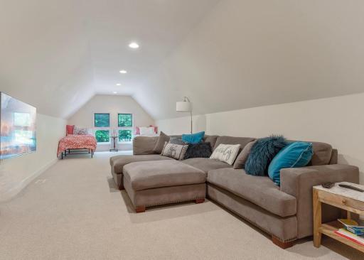 Loft is the perfect hide away for movie night. Current owners also have beds for guests.
