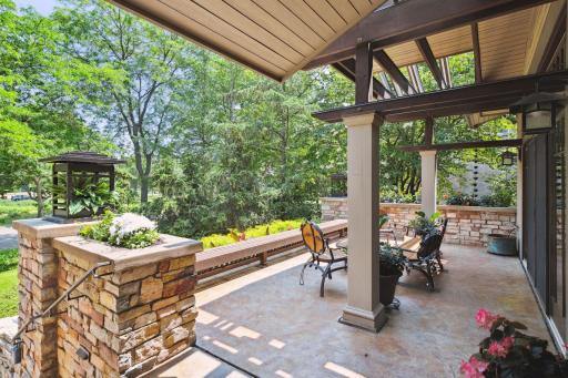 An estate setting with low voltage lighting and irrigation system.
