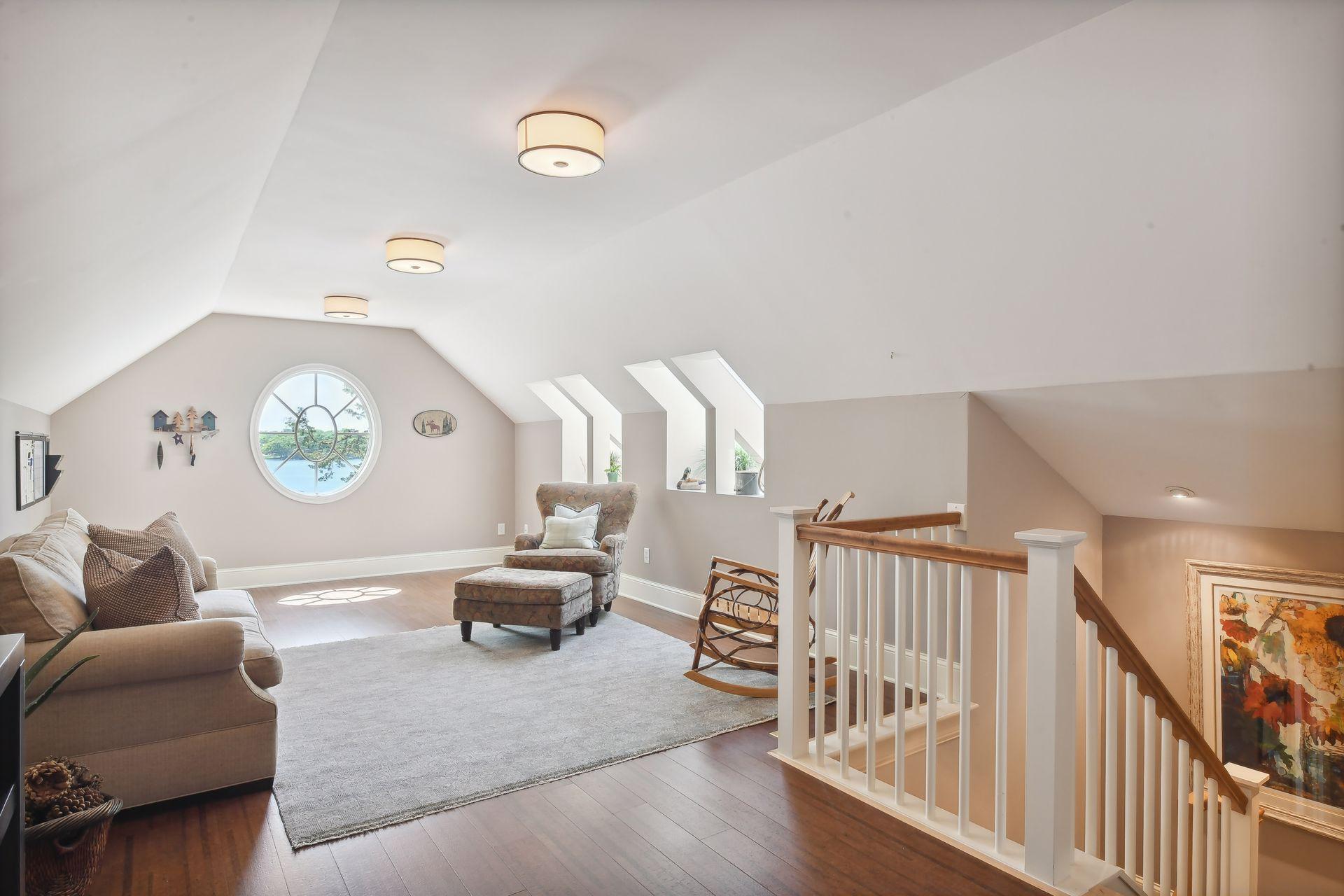 Tucked away on the top floor, you'll find the most cozy Flex Room! Filled with natural light, this is the perfect place for a playroom, studio or away room!