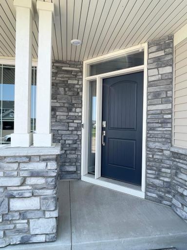 Unique angled front door. Welcome home!
