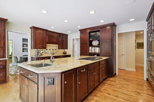 Gorgeous cherry cabinetry and double sinks
