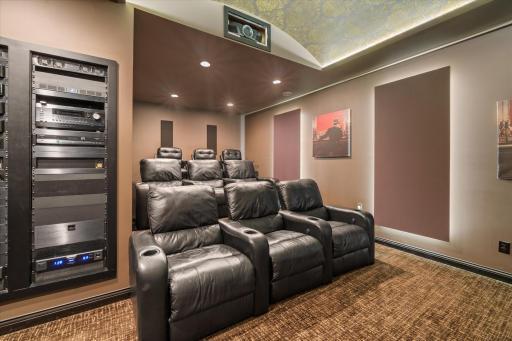 9 dedicated seats, acoustic tiles, and surround sound