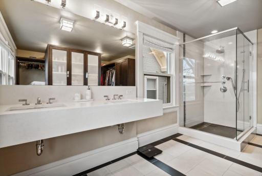 Owner's suite has private bathroom with lake views.