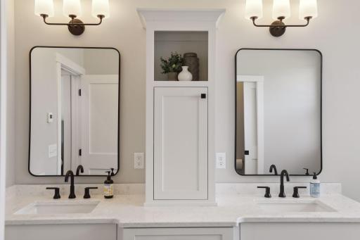 Primary bath features double sink vanity