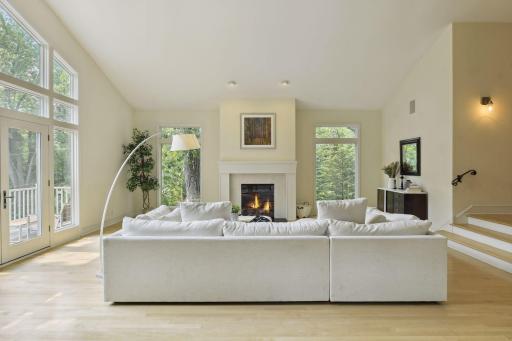 The mood-setting gas fireplace is the focal point of the room! Gather here with family and friends to catch up over the events of the day on chilly fall evenings.