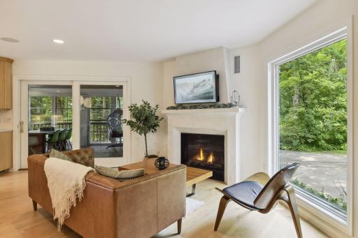 The kitchen includes a hearth room, where you can settle back near the gas fireplace and relax with a book