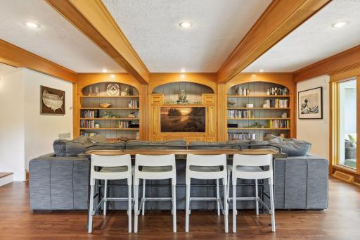 Store and display your books and collectibles in the built-in shelving. Add a large screen TV to watch movies and sporting events.