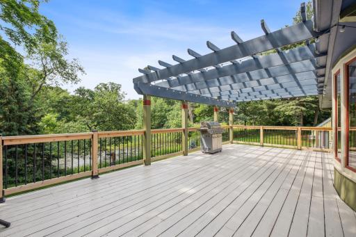 Enormous Deck with Panoramic woods and pond view 48 Island Rd, North Oaks