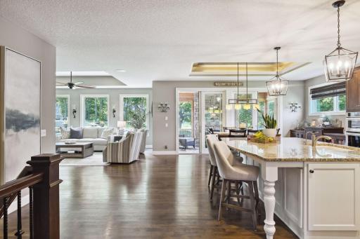Custom built home beautiful plank wood floors and open floor plan.