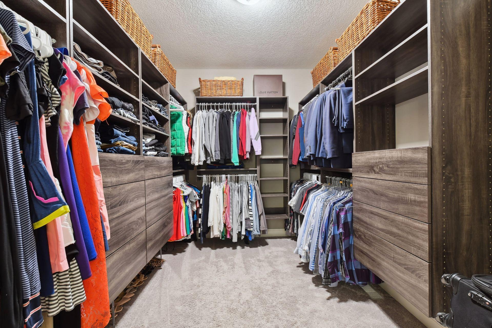 Primary closet with washer/dryer hook up ready for buyers if they want to add. Plumbing, venting and floor pan in place.