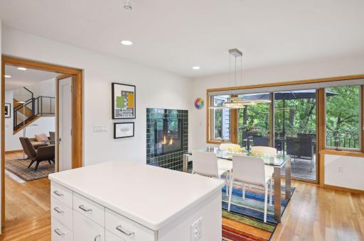 Eat In Kitchen With Fireplace and Outdoor Access