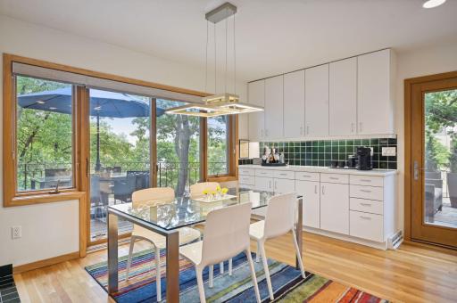 Kitchen Dining Space with Coffee Bar and Outdoor Connection
