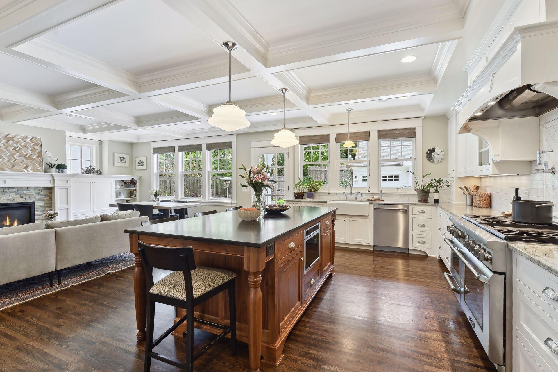 Your kitchen is open to a second family room space