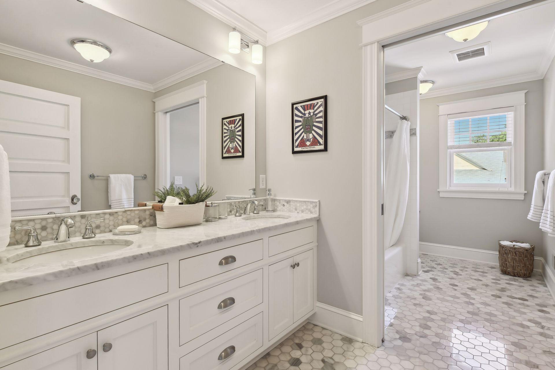 Second floor full bath with double sinks
