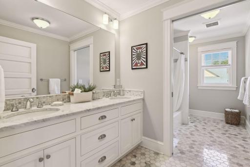 Second floor full bath with double sinks