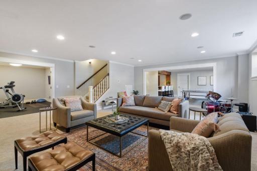 Lower level family room with in-floor heat for cozy winter hang outs