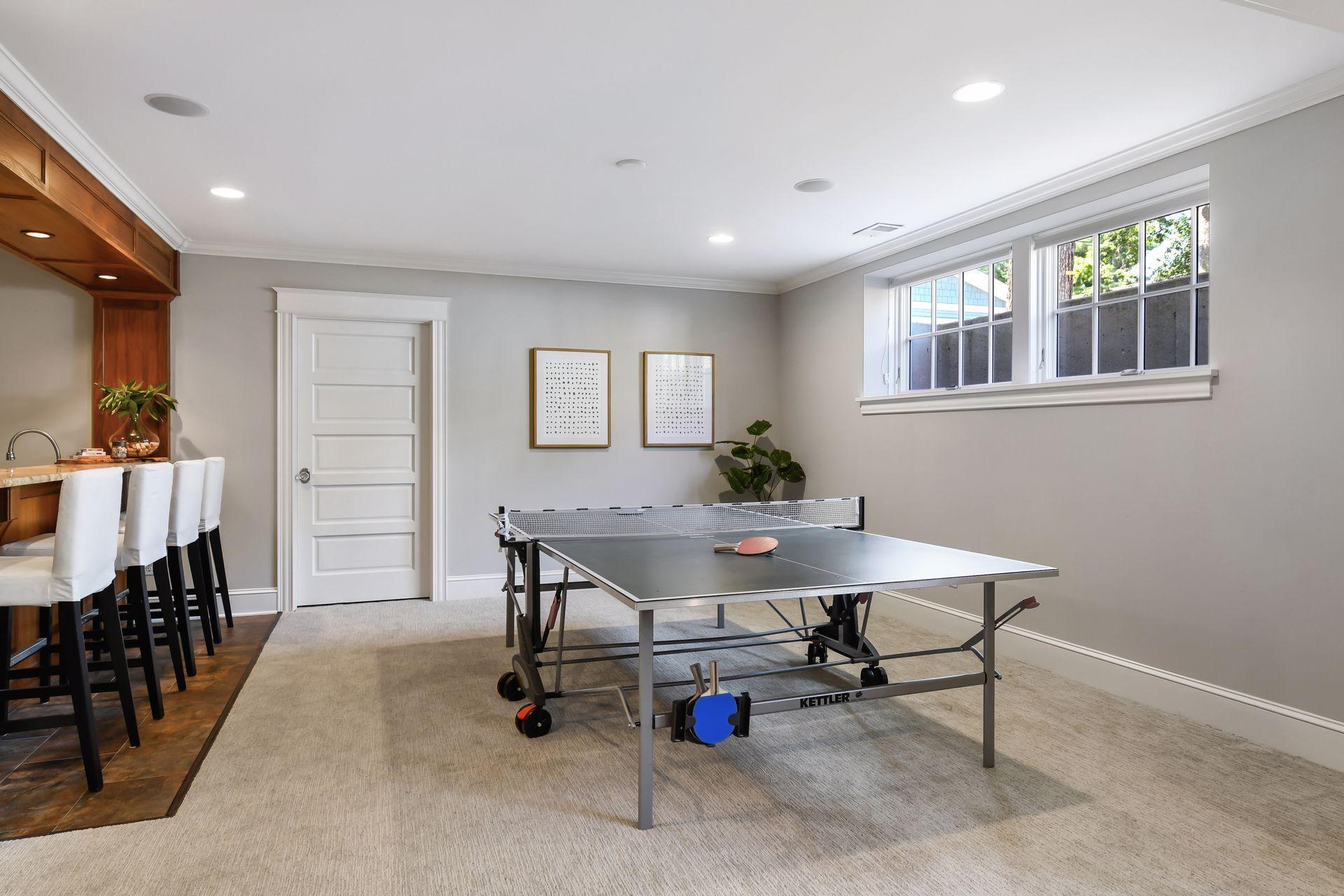 Even more space for ping pong, pool, or game night area