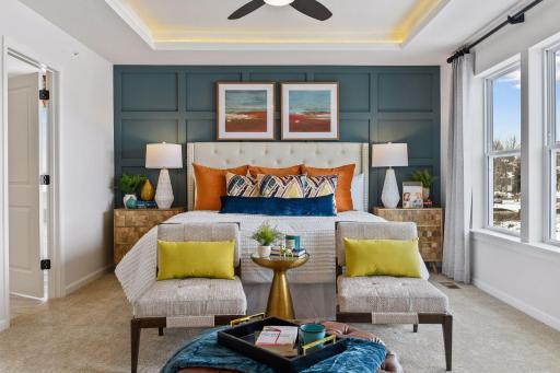 The Owner's Suite is located away from the other bedrooms for added privacy. This picture is from the model home.