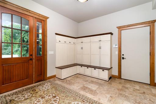 Storage lockers near garage and alternate entry